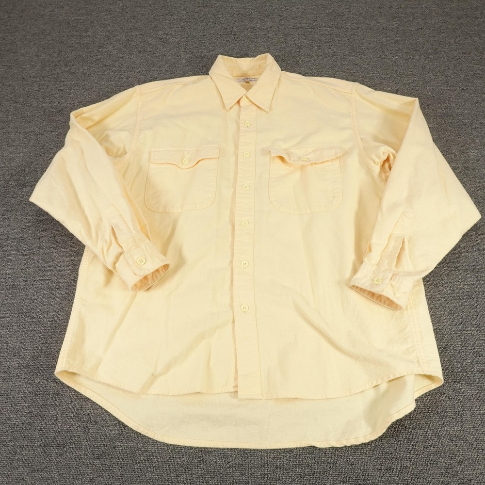 Vintage Edwin Shirt Mens Medium Yellow Flannel Button Front Made In Japan 80s